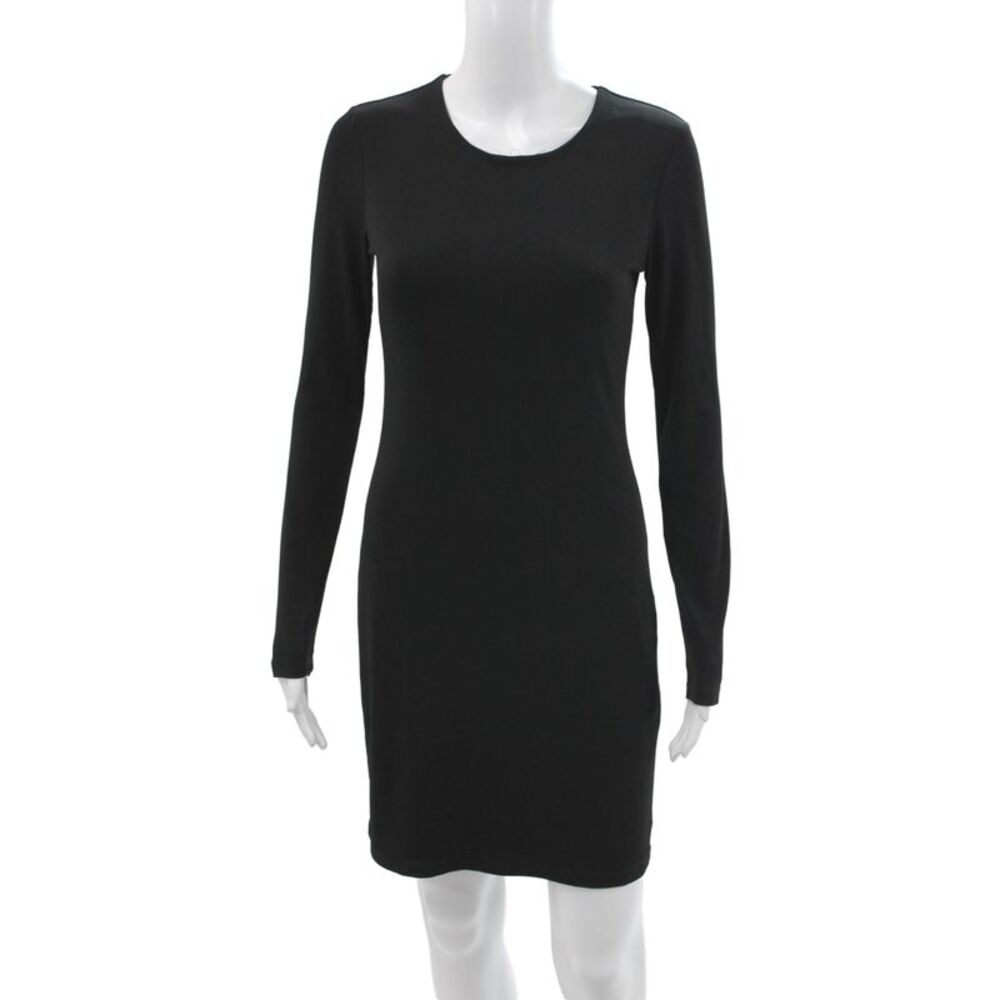 Graham & Spencer Womens Bodycon Dress Black Long Sleeve Crew Neck Size S